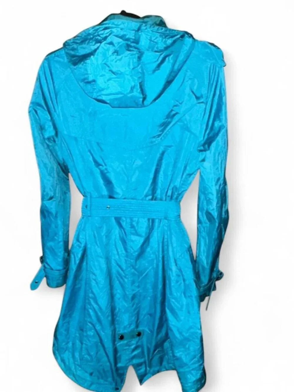 Authentic Burberry Peacock Blue Trench Coat Womens size 6 - Picture 3 of 8